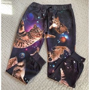 Unisex Galaxy Space Cat Jogger Sweatpants Medium